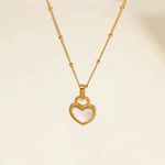 Reversible White/Black Gold Heart Necklace Photo 2