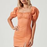 ASTR NWT  The Label Wendy Square Neck Mini Dress in Papaya Sz L Photo 0