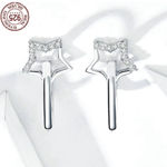 Boutique NEW Women'sā 2 Piece Platinum Plated S925 Starry Diamond Simulant Hoop Earrings Photo 3