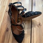 Lucky Brand Black Woven Leather Heels Sandals Size 7.5 Photo 0