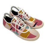 Toms Abstract Modern Art Color Block Canvas Sneaker Pink Size 8 Photo 0