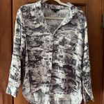 Rock & Republic  Button Up Shirt SzLarge Long Roll Tab Sleeve Gray Camouflage Top Photo 0