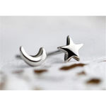 Boutique Dainty 925 Sterling Silver Mismatch‎ Moon Star Stud Earrings Photo 9