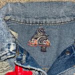 Signature 8 embellished denim jean jacket rose patch, bead peace rips and tears Blue Photo 5