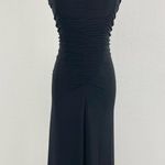 MODA INTERNATIONAL Vintage Y2K Black Edgy Stretchy Ruched Midi Halter Dress Size 4 Photo 0