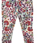 Pilcro by Anthropologie White Floral Mid Rise Skinny Jeans 25 Photo 1