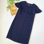 Trina Turk NWT  Charleston Shift Ruffle Dress Cap Flutter Sleeve Navy Blue Sz 2 Photo 2