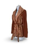 Vintage 70s Cowhide Leather and Acrylic Cardigan Tan Photo 1