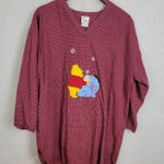 Disney Pooh V-neck Women's Plaid Night Oversized Shirt Long Sleeves Photo 0