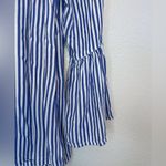 BeachLunchLounge Women’s Rayon Blue and White Striped Blouse Size M Photo 5