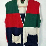 Boston Traders Sweater Vest Front Pockets Button Up Christmas Womens Size Large Photo 0