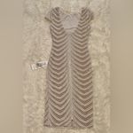 Dress the Population  Marcella White Sequin Stripe Cocktail Sheath Dress NEW M Photo 7