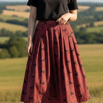 Vintage Lord & Taylor Skirt 4 Red Black Houndstooth Horse Pleated Equestrian 90s Photo 0