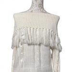 Moon River Ivory Fringe Off Shoulder Sweater Women's Small Boho Chic Knit Top Photo 0