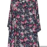 Umgee  size 1XL women’s gray floral trapeze dress flowy elastic on mid sleeve NWT Photo 3