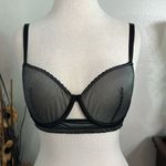 Victoria's Secret Victorious Secret Unlined Balconet Sheer Black Shimmer Bra‎ Size 32DD Photo 3