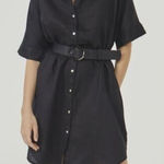 Lanhtropy Women's Size S/M Black Alba Shirt Dress 100% Linen Pockets Photo 0