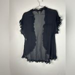 Linea Donatella Sheer Black Ruffle Trim Open Front Cover Up Top Size Medium Photo 2