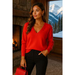 A New Day  Soft Sweater Buttery Cozy V Neck Minimal Normcore Holiday Festive Boho Photo 1