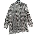Ny Collection Cardigan Women XL Black White Tunic Knit Sweater Open Front Layers Photo 0