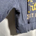 Abercrombie & Fitch Abercrombie‎ & Fitch NY 1892 Cropped Hoodie Sweatshirt Womens L Blue Yellow Y2K Photo 4
