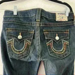 True Religion  Skinny  Embellished Button Back Flap Blue Jeans Photo 3