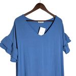 Beeson River Maxi Dress NWT Women's Large Lagenlook Ruffle Drop Waist Blue Photo 1