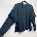 Dip Black Sweater Womens XL Ruffle Sleeves Breathable Stretch Cozy Fall Winter Photo 2