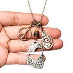 Lia Sophia Day Dreamer Peace & Heart Charms Silver Tone Chain Necklace 18" Photo 1