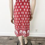 Lulus [] Respeito Rust Red Printed Midi Dress Side Slits High Neck Halter Sz XS Photo 4