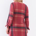 Boutique Gilli Plus Retro Dusty Red Plaid Relaxed Soft Mini Dress 1X Photo 2