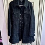 Laundry by Shelli Segal Black peplum midi wool Coat Photo 3