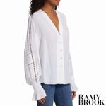 Ramy Brook Ramy Brook Noa Blouse Size Large White Lace Insert Peasant Career Corp Blouse Photo 1