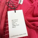 NWT Lusana Finn Midi Dress Claret Red 100% Linen Blend Size Small Photo 5