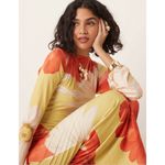 ASOS Yellow Floral Angel Sleeve Midaxi Bodycon Dress Size Small 4/6 Photo 4