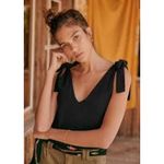 SEZANE Gisele Gauze Tie Shoulder Top Black Size 10 42 M Blouse Tank MINIMALIST Size M Photo 1