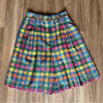Vintage TanJay Rainbow Checkered Gingham High Rise Pleated Shorts Colorful Plaid Blue Size XS Photo 7