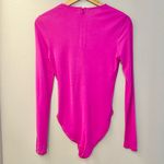 Farm Rio NEW  Bright Pink Long Sleeve Twist Front Cut Out Bodysuit Photo 5