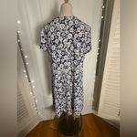 MSK Petite Daisy Floral Swing Dress PXL Navy Ring Neck Keyhole Summer Casual White Size undefined Photo 1