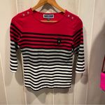 Karen Scott Cute striped cotton blend Normcore button shoulder accent pocket top Photo 8