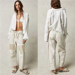 Free People  We the Free Moxie Pull On Barrel Jeans White Paint Splatter Size 27 Photo 4