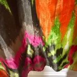Chico's V Neck Kaftan Tunic Top Multi Color Ikat Print Sheer Kimono Sleeve S M Photo 5