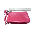 Coach Pink Pebble Leather Wristlet Pouch Cosmetic Bag Tassel Charm Photo 3