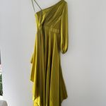 Mac Duggal Green High Low One Shoulder Gown Photo 8