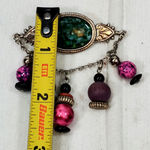 Source Unknown Vtg Bohemian Boho Wood Dangle Beads 2.5" Unsigned Pin Brooch Photo 2