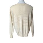 Vince  Ivory Pointelle Wool Cashmere Boatneck Drop Sleeve Sweater, Sz S Photo 4