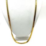 Monet vintage flat square chain long gold plated necklace Photo 3