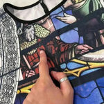 Love Culture  Cathedral Stained Glass Short Sleeve Crop Top Shirt Women’s Large Photo 2