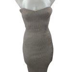 ZARA NEW Brown Tan Sleeveless Strapless Rib Knit Midi Tube Tank Bodycon Dress S Photo 0