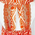 Umgee Coastal Cowgirl Boho Festival Dress Medium Orange Aztec Lace Racerback Photo 5
